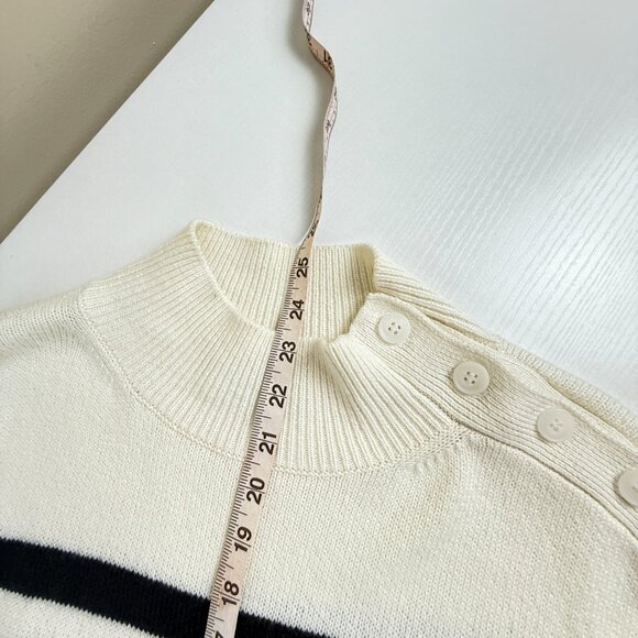 NWOT LOFT Breton Stripe Mock-Neck Sweater w/ Button Shoulder – M - Picture 6 of 8